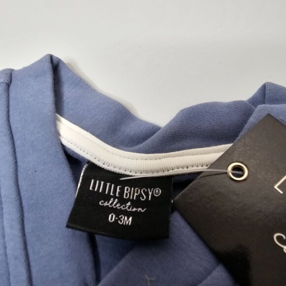 Little Bipsy Kids Baby 0-3 Month Blue Cardigan Sweater Minimalist Preppy Classic - Picture 3 of 5